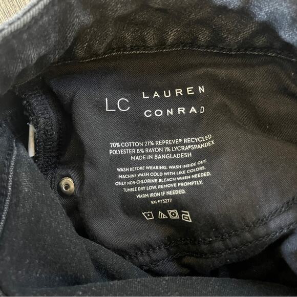 Lauren Conrad Black Skinny Denim Jeans Womens Size 10 Raw Hem Stretch Basic - Picture 9 of 11